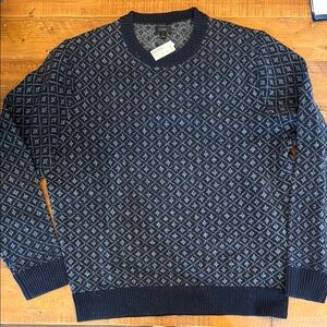 J. Crew Blue Crewneck Sweater with Ribbed Cuffs